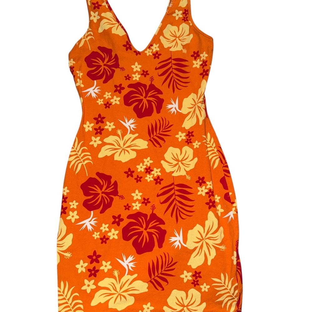 Wild Fable Tropical Floral Mini Dress - Orange and Red